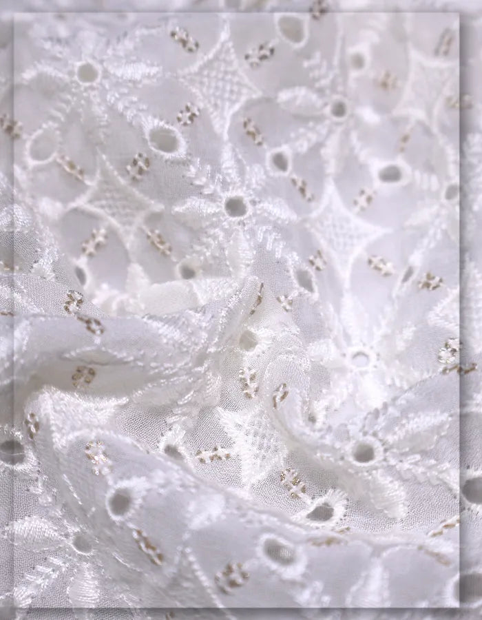 high quality georgette eyelet embroidered fabric fashion use