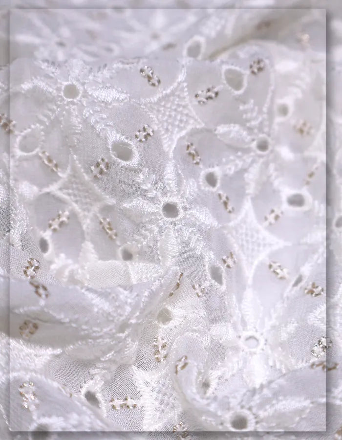 designer georgette eyelet embroidery fabric soft finish