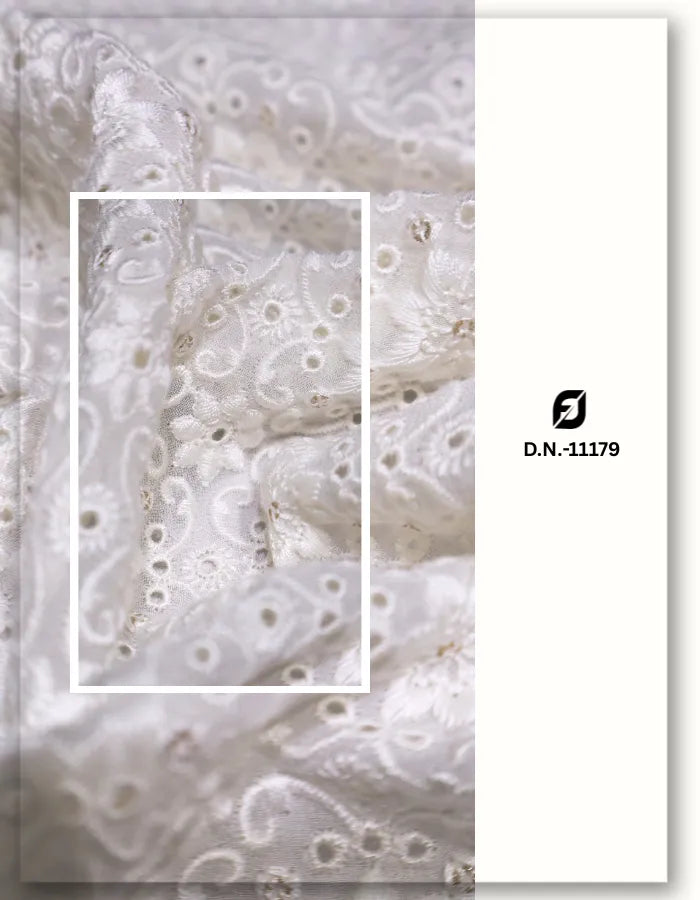 designer georgette lace fabric with eyelet embroidery europe style