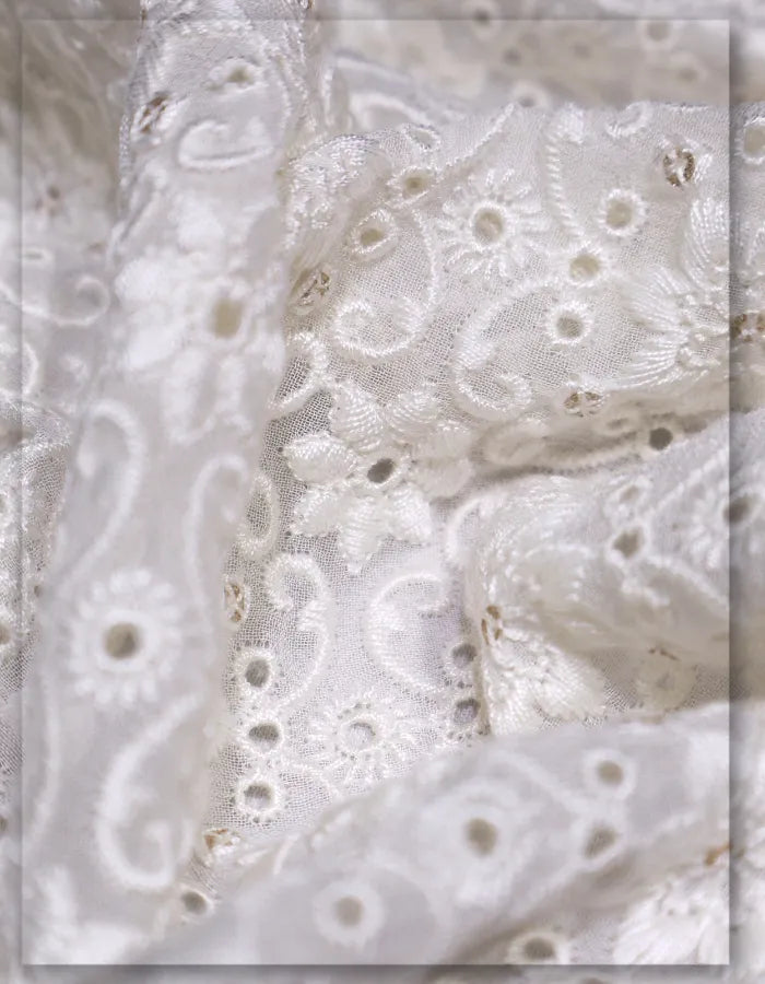 designer georgette lace fabric with eyelet embroidery europe style