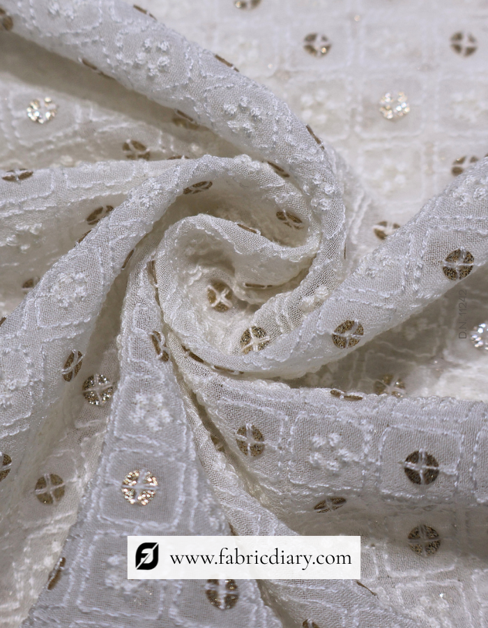 Designer sequin fabric with 5mm glitter on viscose georgette