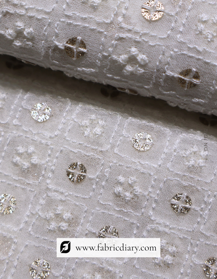Buy embroidered viscose georgette with light glitter sequins online