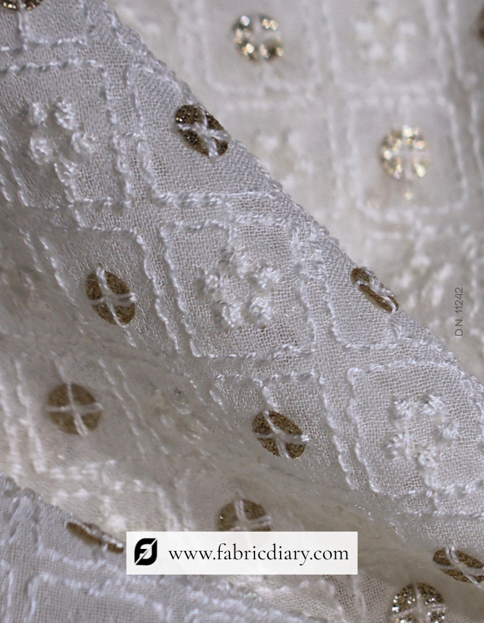 Viscose Georgette Embroidered Fabric with 5mm Light Glitter Sequins