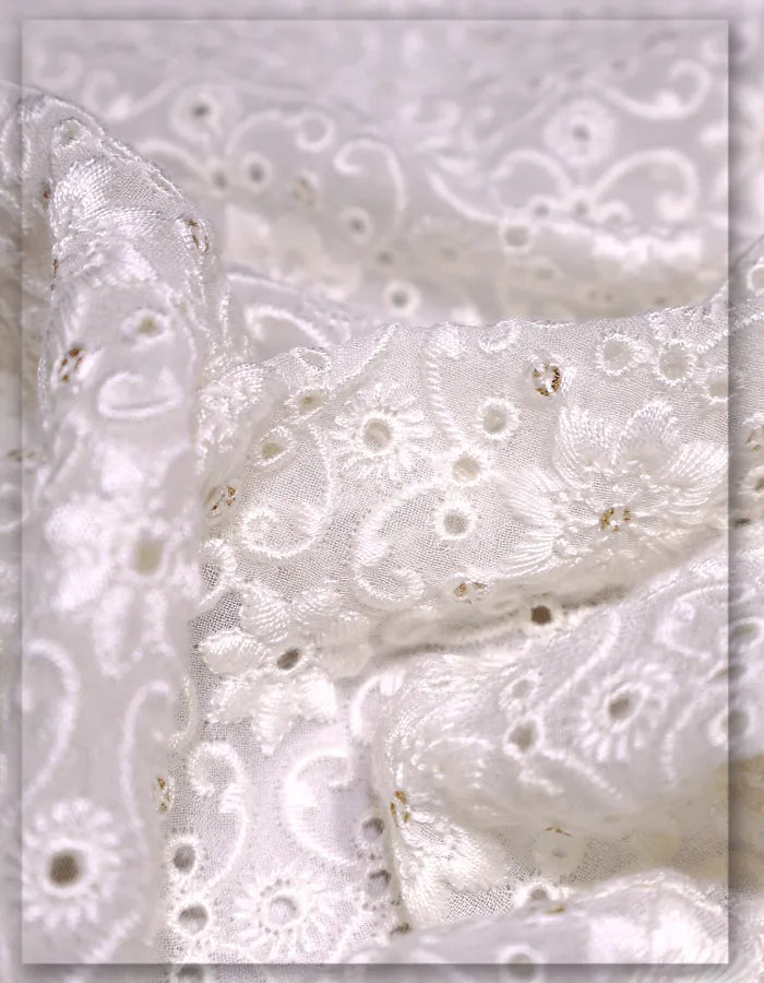 elegant georgette lace eyelet embroidery fabric luxury design