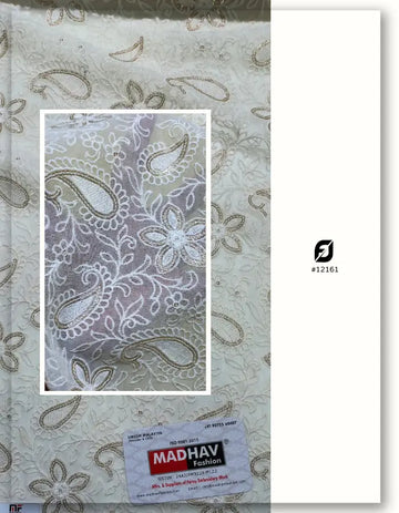 Wholesale Off White Paisley Floral Embroidered Georgette Fabric