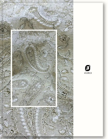 Wholesale Paisley Chain Stitch Georgette Zari Fabric