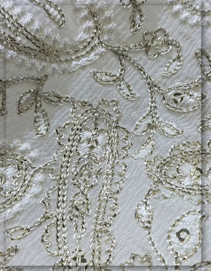 Wholesale Paisley Chain Stitch Georgette Zari Fabric
