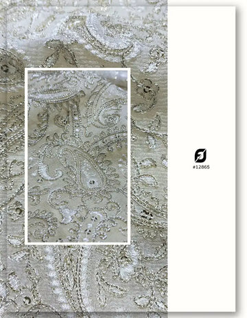 Wholesale Paisley Georgette Embroidery Zari Fabric