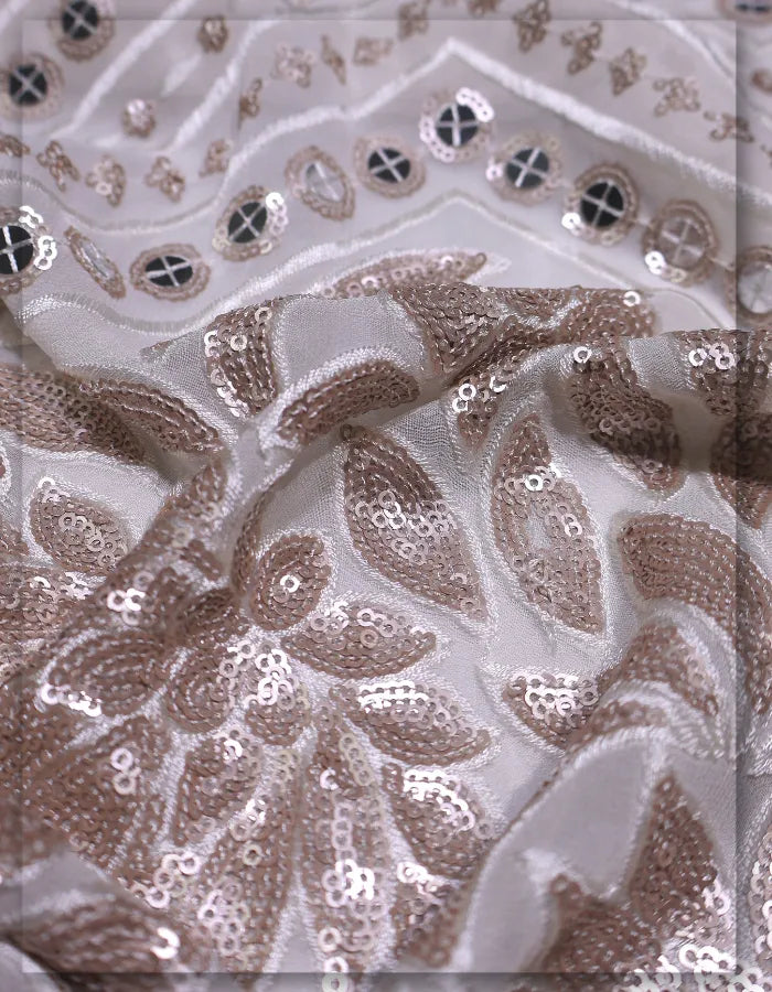 Bridal Floral Sequin Lace Fabric for Party Dress - 12908