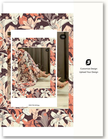 Customized Mull Chanderi Digital Print Fabric - Upload your Design- MF149 (Sample MOQ 100 Mtr/Yard)