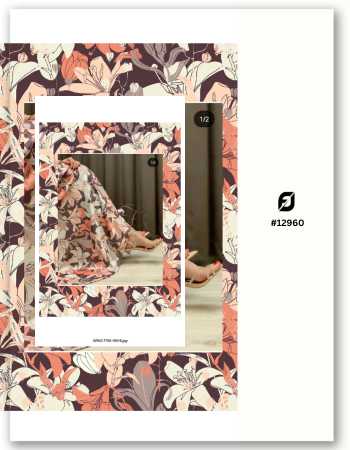 Customized Mull Chanderi Digital Print Fabric - Upload your Design- MF149 (Sample MOQ 100 Mtr/Yard)