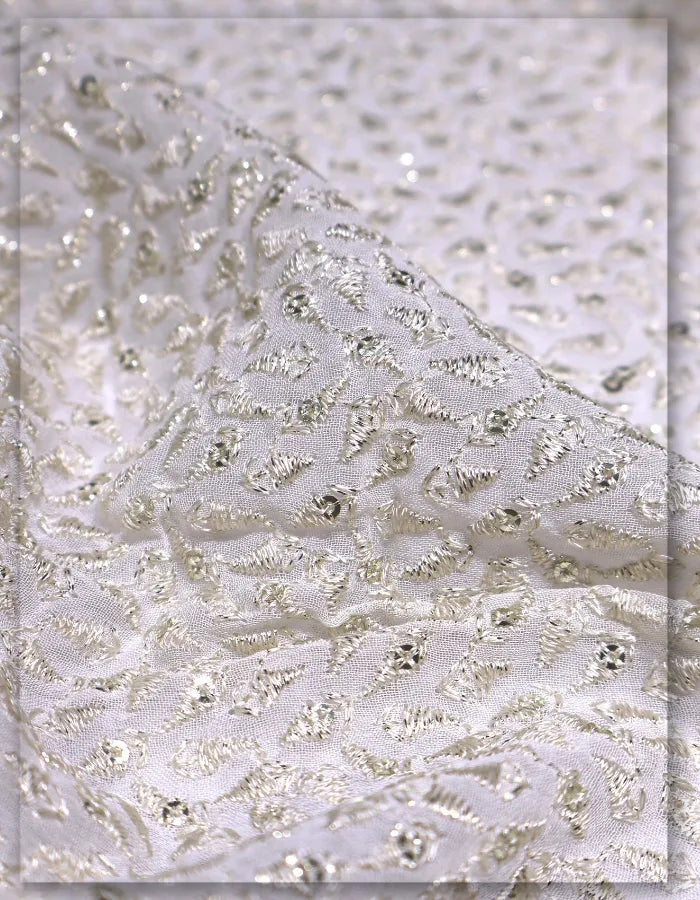 Designer Embroidered Fabric for Dresses & Garments - 12976