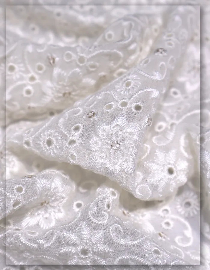 soft georgette lace fabric with eyelet work designer quality