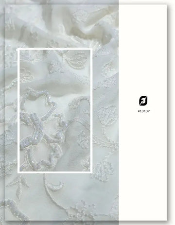 Luxury Floral Beaded Embroidery Fabric - 13137