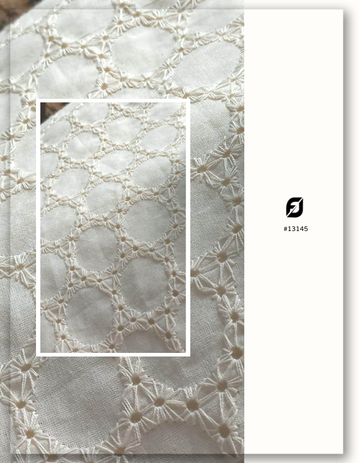 Off White Eyelet Embroidery Cotton Lace Fabric #13145
