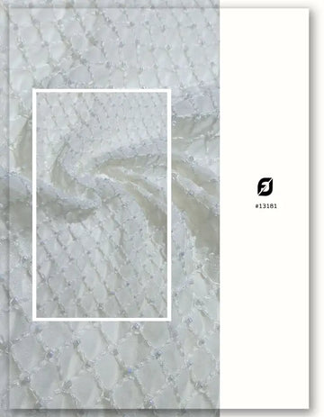 Geometric Beaded Embroidery Fabric - 13181