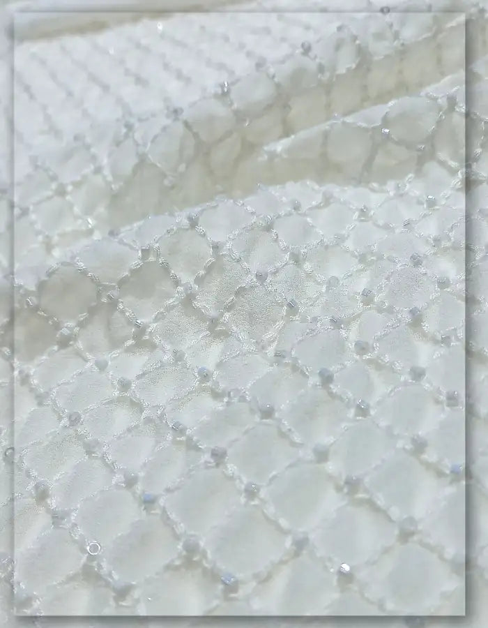 Geometric Beaded Embroidery Fabric - 13181