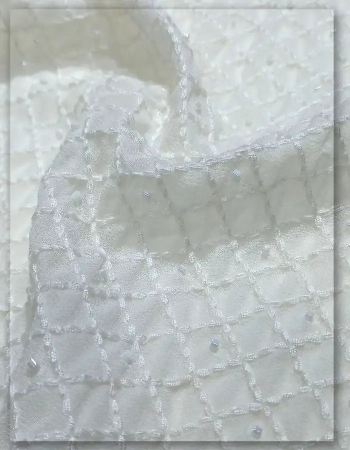 Luxury Geometric Beaded Embroidery Fabric - 13188