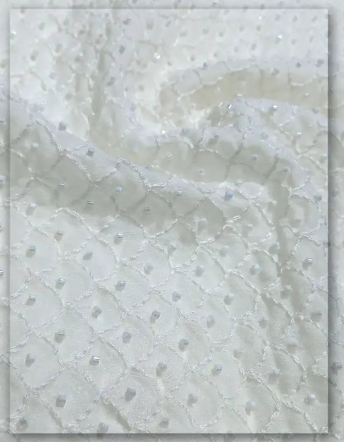 Modern Geometric Beaded Embroidery Fabric -13189