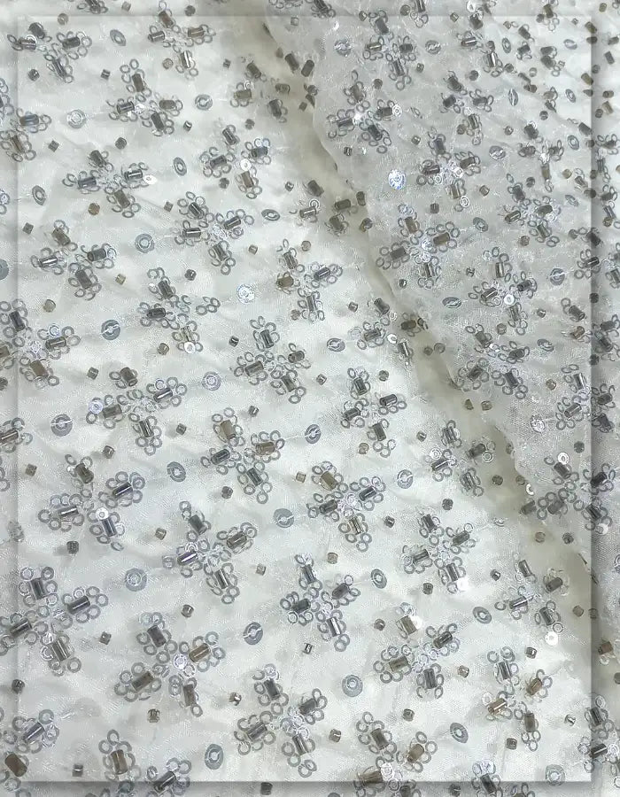 Dyeable Organza All Over Cutdana Beaded Fabric 54 - 13317