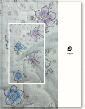 Floral Spray Beaded Embroidery Fabric