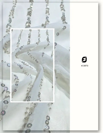 Beaded Embroidery Fabric Dyeable Georgette Line 54 - 13873