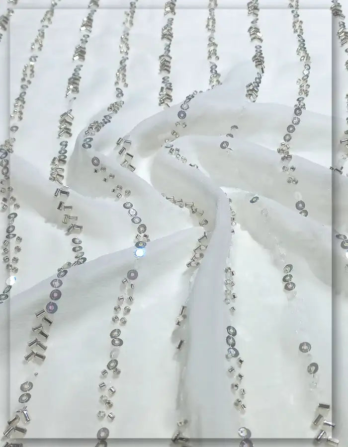 Beaded Embroidery Fabric Dyeable Georgette Line 54 - 13873