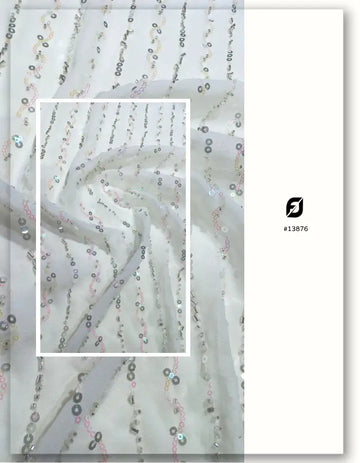 Beaded Embroidery Fabric Striped Georgette 54 Inch - 13876