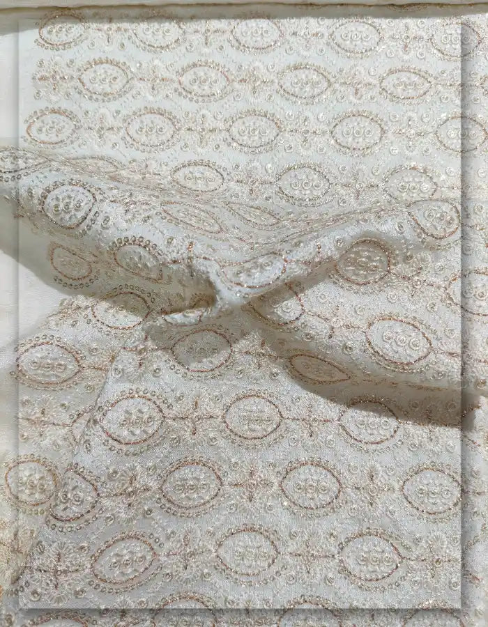 Heavy Sherwani Embroidery Fabric for Wedding Outfit - 13886