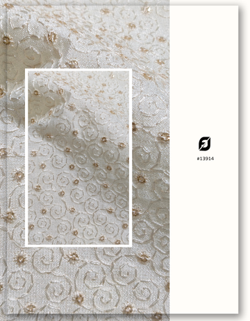 White Embroidered Fabric for Designer Mens Wedding Suits #13914
