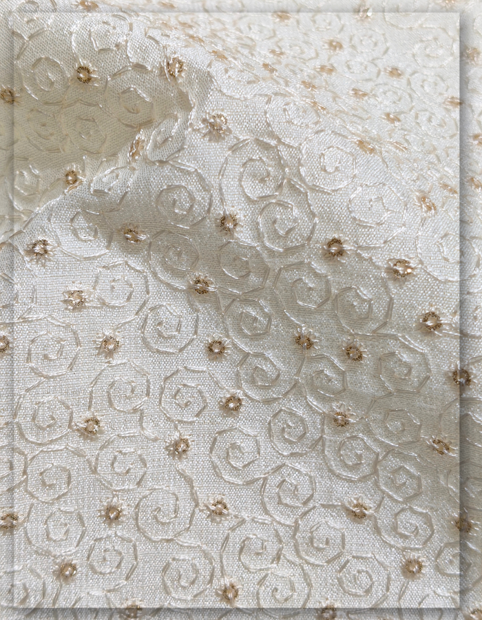 White Embroidered Fabric for Designer Mens Wedding Suits #13914