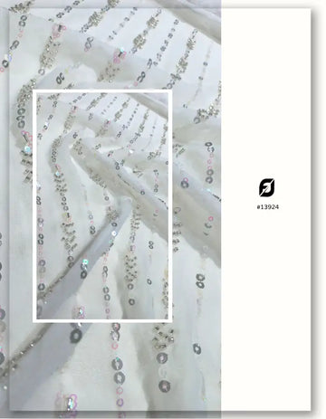 Dyeable Cutdana Beaded Embroidery Georgette Fabric