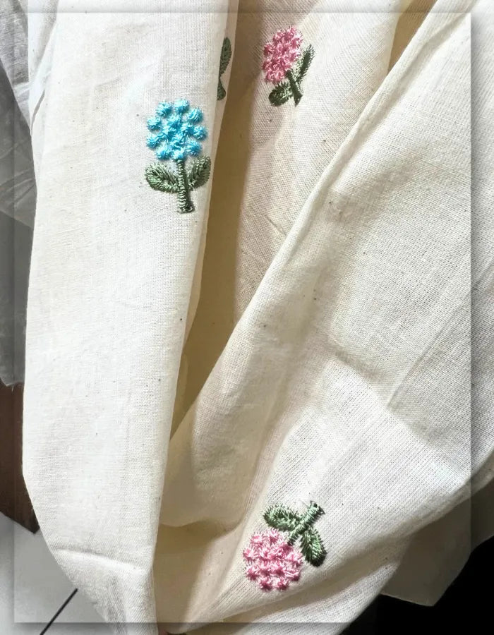 Floral Cotton Butti Embroidery Fabric #14845