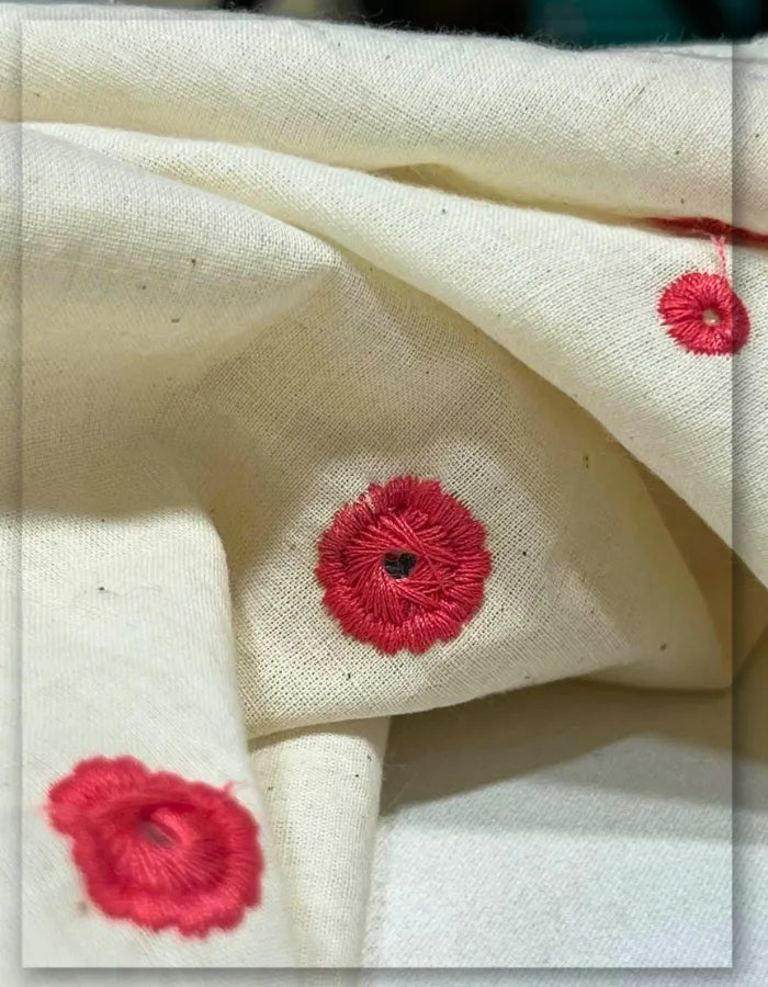 Cotton Mirror with Bordering Embroidery Fabric #14770