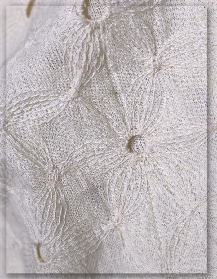 Designer Hakoba Eyelet Embroidery Cotton Fabric