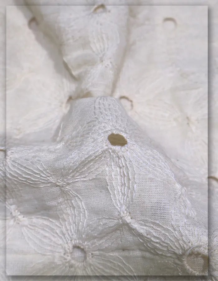 Premium Broderie Anglaise Cotton Fabric with Hakoba Eyelet Embroidery