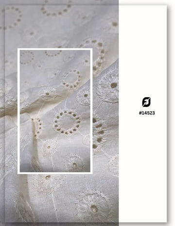 Designer Cotton Fabric with Broderie Anglaise Embroidery