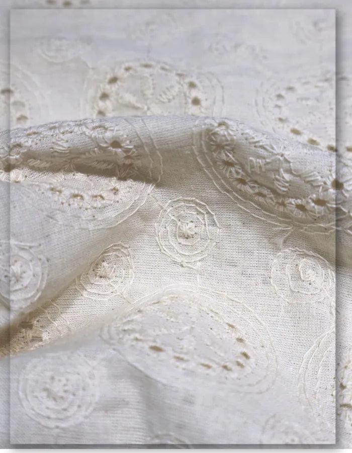 Floral Eyelet Broderie Anglaise Cotton Fabric