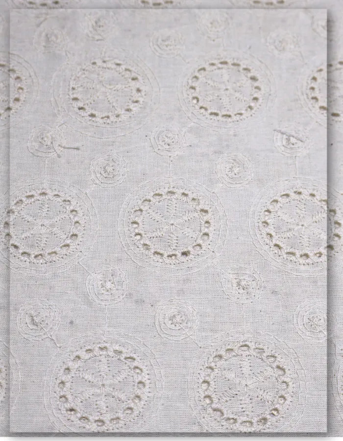 Stylish Hakoba Cotton Fabric with Eyelet Pattern