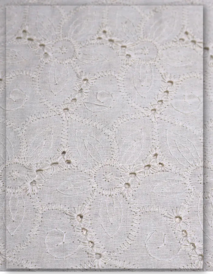 Designer Cotton Eyelet Embroidery Fabric