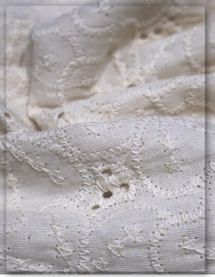 Elegant Cotton Broderie Anglaise Lace Material