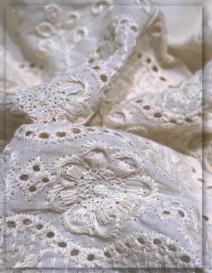 Eyelet Embroidered Cotton Fabric for Caribbean Dresses #14536