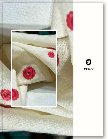 Cotton Mirror with Bordering Embroidery Fabric #14770
