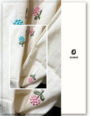 Floral Cotton Butti Embroidery Fabric #14845