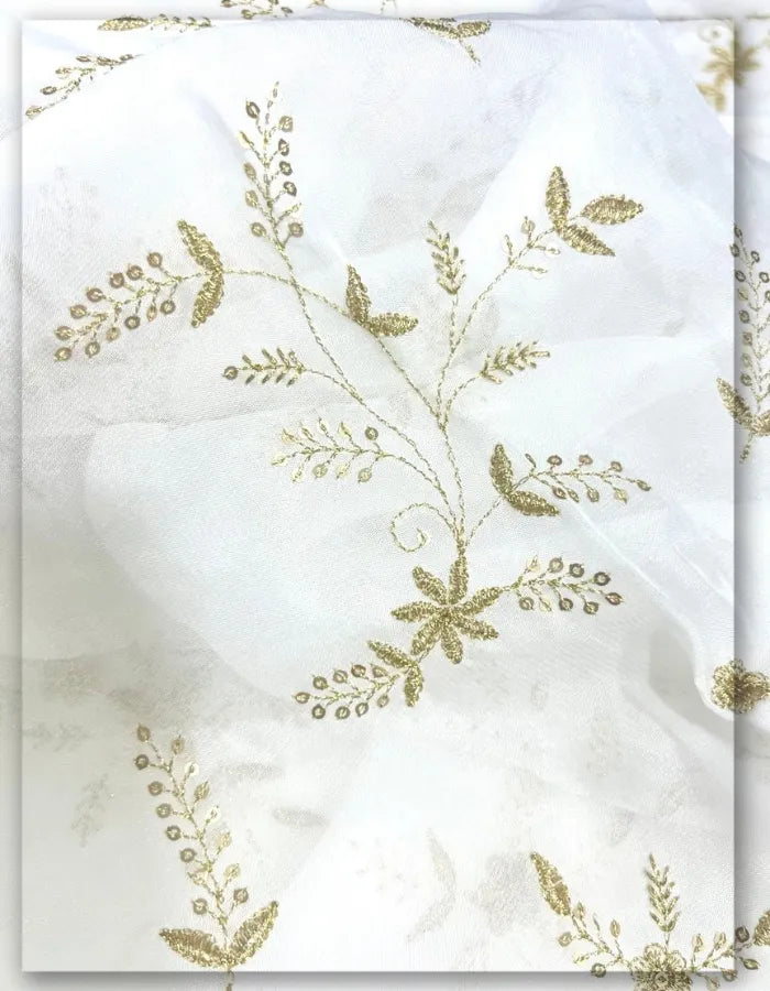 Premium Organza Zari Work Fabric for Lehenga & Saree - 14877