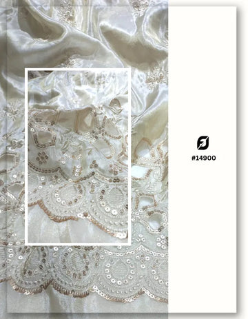 Gold Tissue Laser Cut Daman Fabric for Bridal Lehenga - 14900