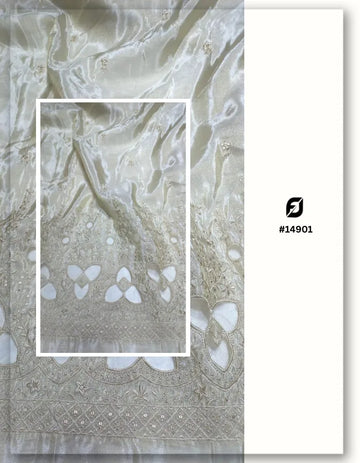 Tissue Gold Laser Cut Daman Fabric for Bridal & Wedding - 14901