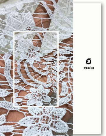 White Floral GPO Lace Fabric for Wedding & Bridal Dresses #14968