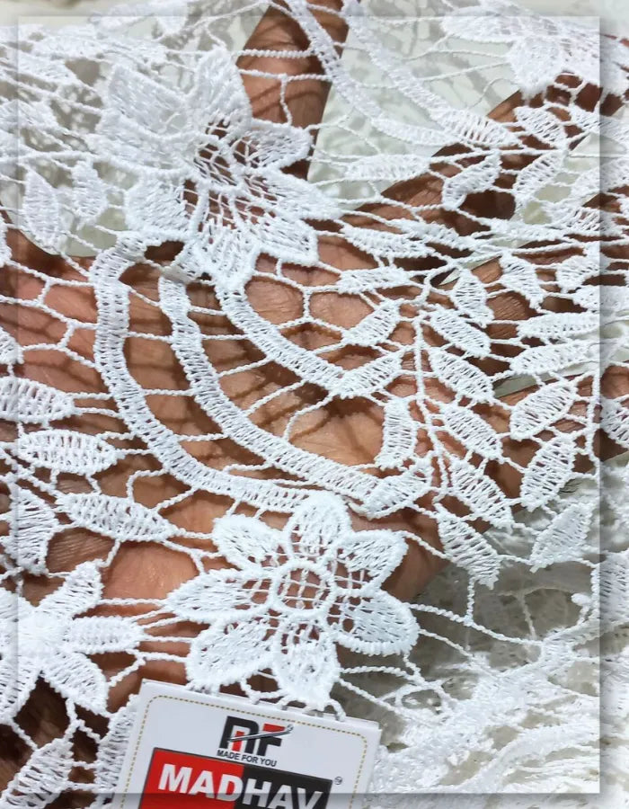 White Floral Lace Fabric for Wedding & Bridal Dresses