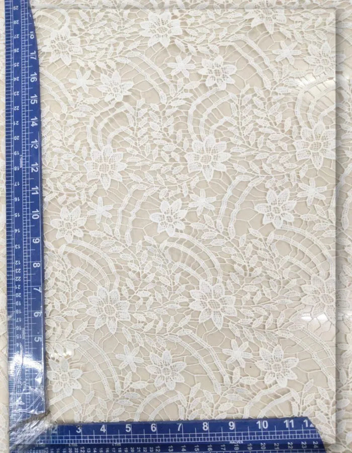 White Floral GPO Lace Fabric for Dresses